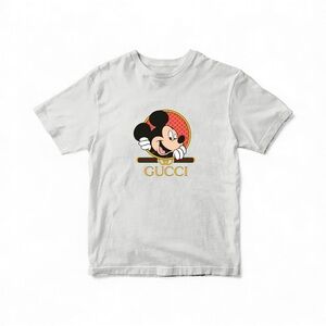 Unisex Graphic Mouse Print Tee – White Casual T-Shirt